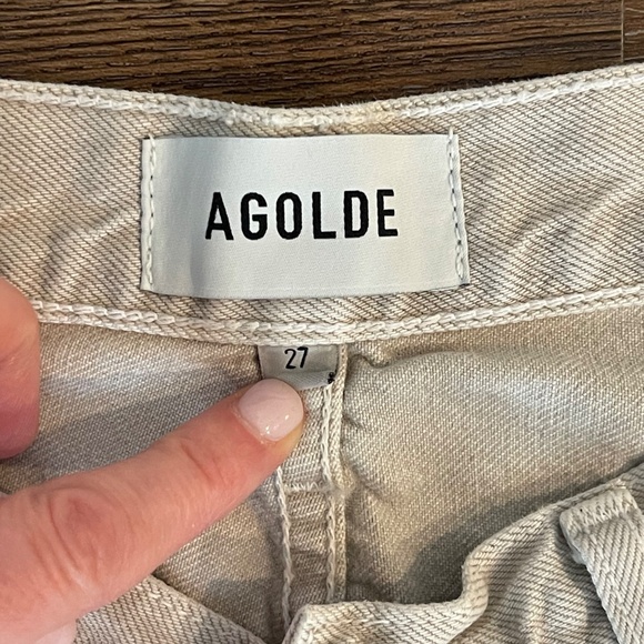 Agolde V-Waist Baggy Straight Leg Jeans- Scone Khaki, Size 27 - Picture 4 of 5
